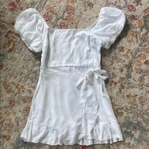 Trixxi White Peasant Wrap Mini Dress